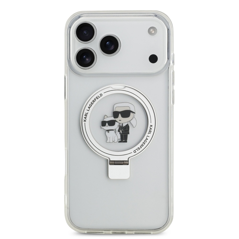 Karl Lagerfeld Ringstand Karl and Choupette MagSafe zadný kryt pre iPhone 17 Pro Max White