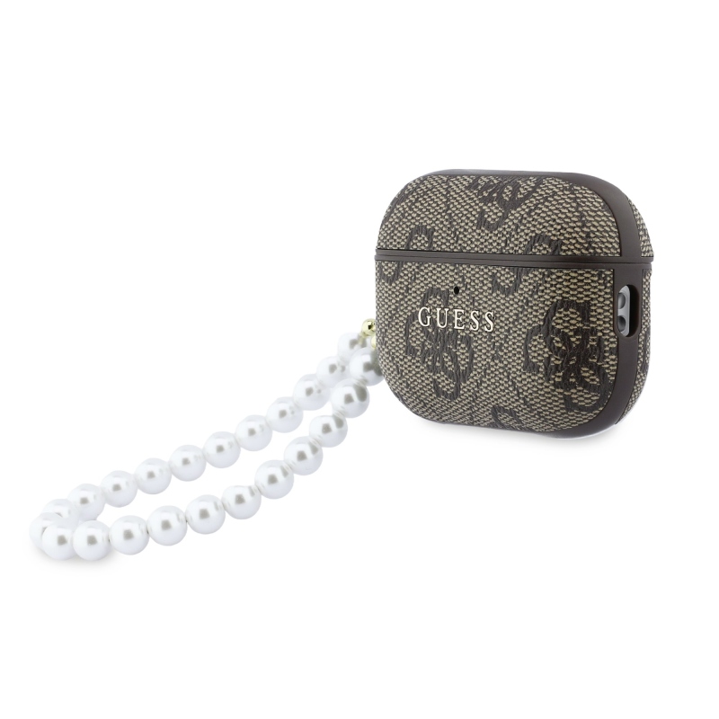 Guess PU 4G Classic Logo Pearl Strap Puzdro pre AirPods Pro 3 Brown