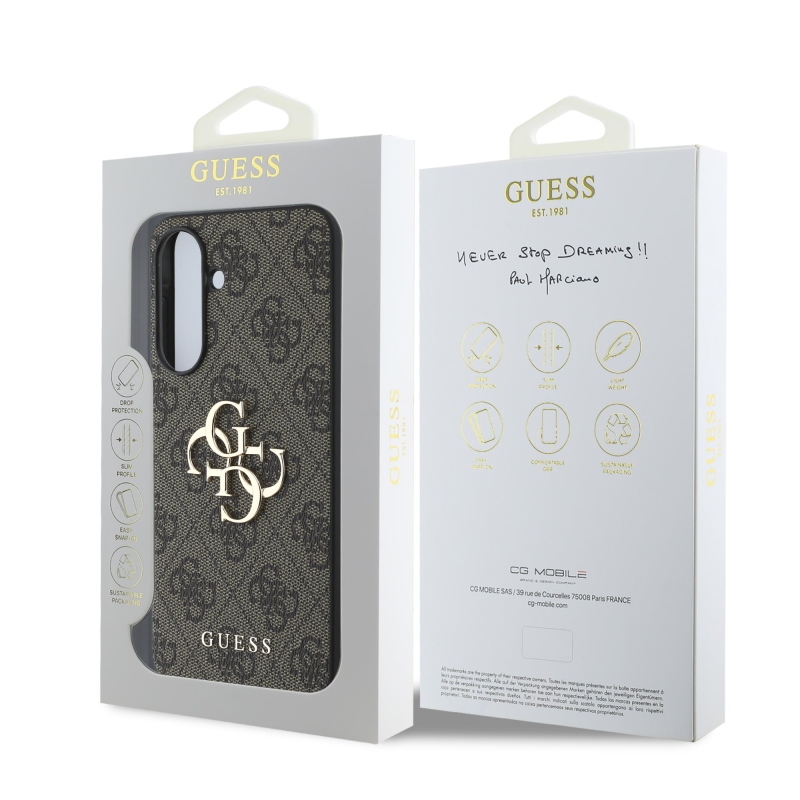 Guess PU 4G Metal Logo Zadný Kryt pre Samsung Galaxy A36 Brown
