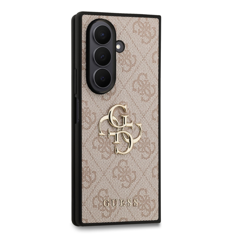 Guess PU 4G Kovový zadný kryt s logom pre Samsung Galaxy Z Fold 7 Pink