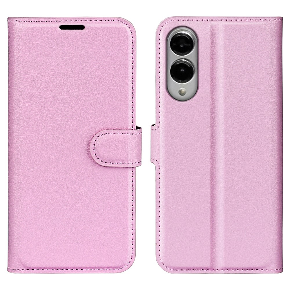 Litchi knižkové púzdro na Samsung Galaxy S25 Edge - ružové
