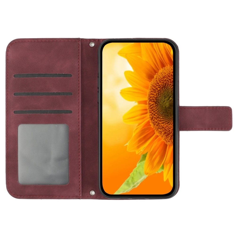 Sunflowers knižkové púzdro na Xiaomi Redmi Note 14 Pro - vínové