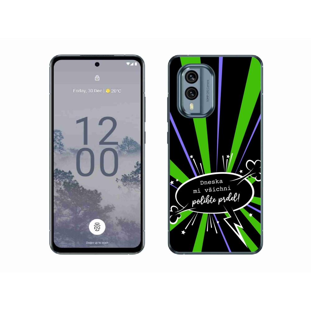 Gélový kryt mmCase na Nokia X30 5G - vtipný text 15 čierne pozadie