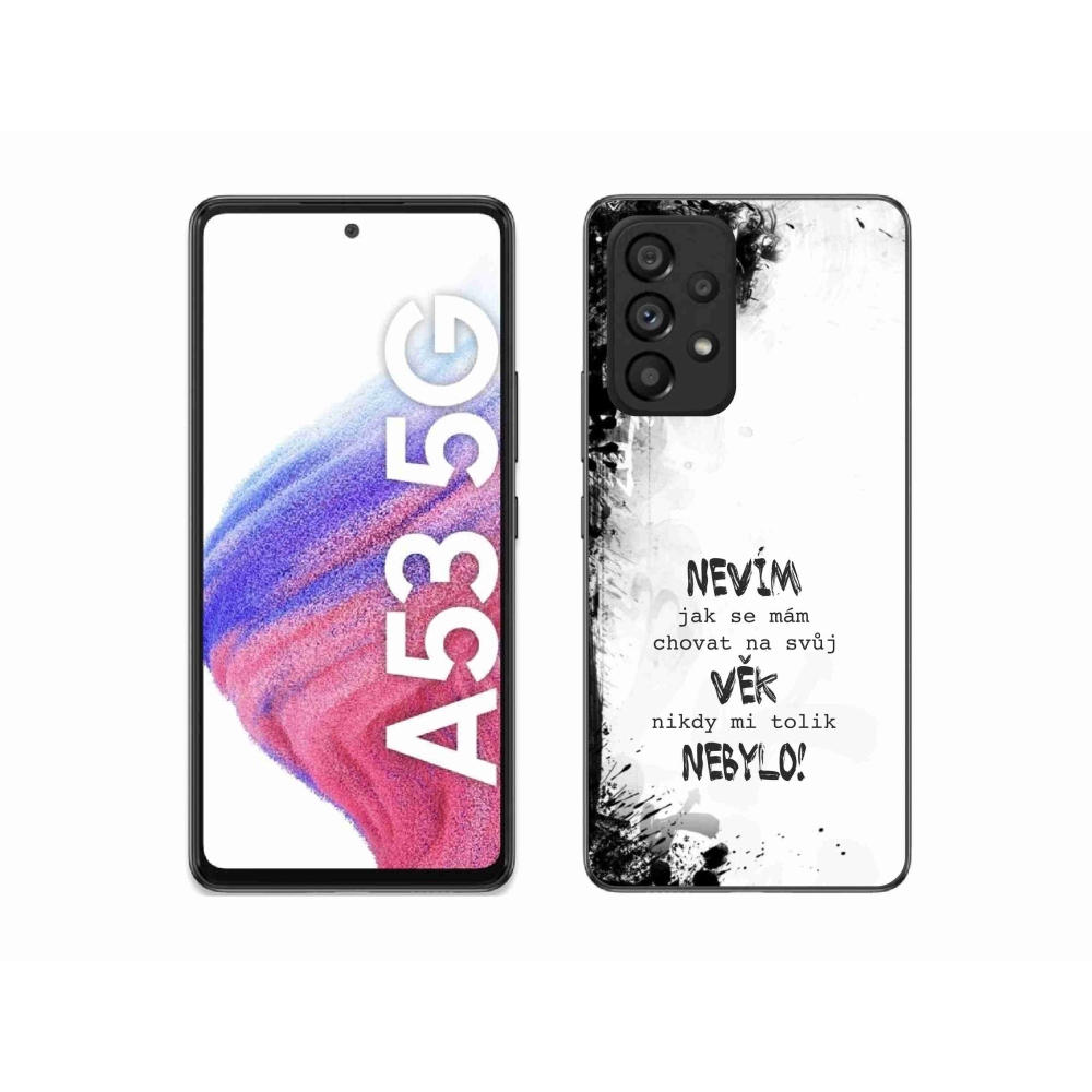 Gélový kryt mmCase na Samsung Galaxy A53 5G - vtipný text 14 biele pozadie