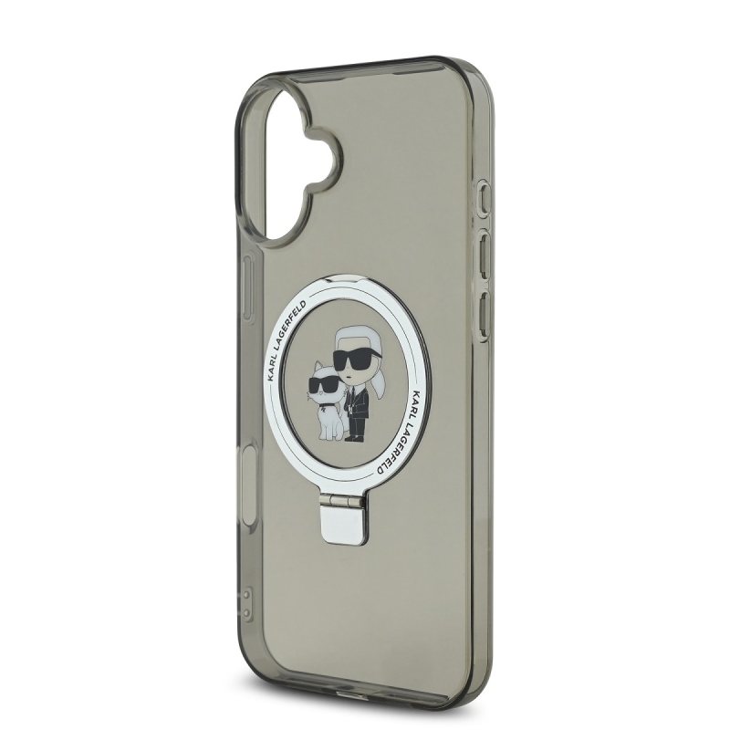 Karl Lagerfeld Ringstand Karl and Choupette MagSafe zadný kryt pre iPhone 16 Plus Black