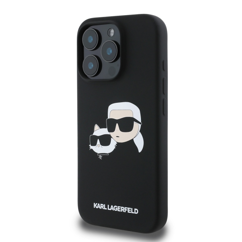 Karl Lagerfeld Liquid Silicone Double Heads MagSafe Zadný Kryt pre iPhone 16 Pro Black