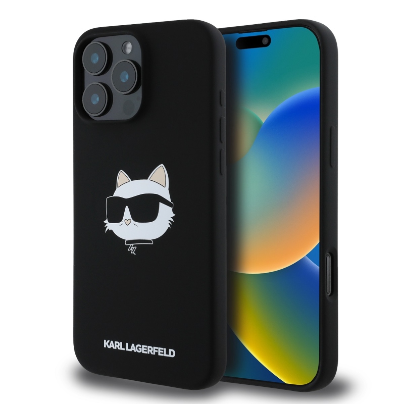 Karl Lagerfeld Liquid Silicone Choupette Head MagSafe Zadný Kryt pre iPhone 16 Pro Black