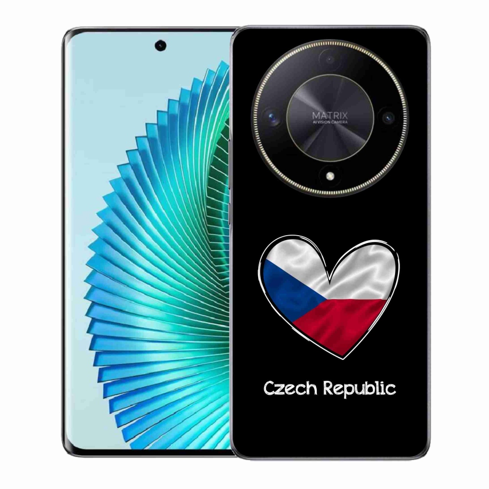 Gélový kryt mmCase na Honor Magic 6 Lite 5G - vlajka srdca čierne pozadie