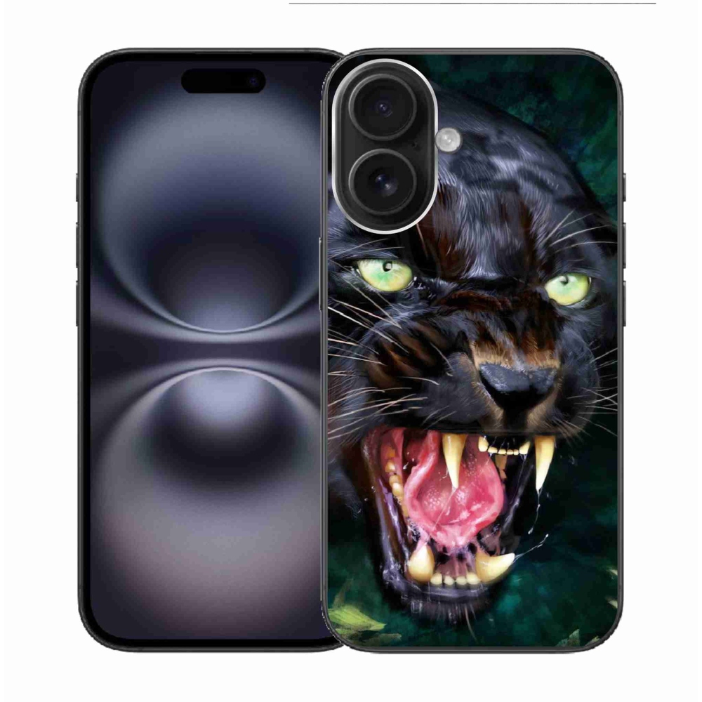 Gélový kryt mmCase na iPhone 16 - rozzúrený čierny panter