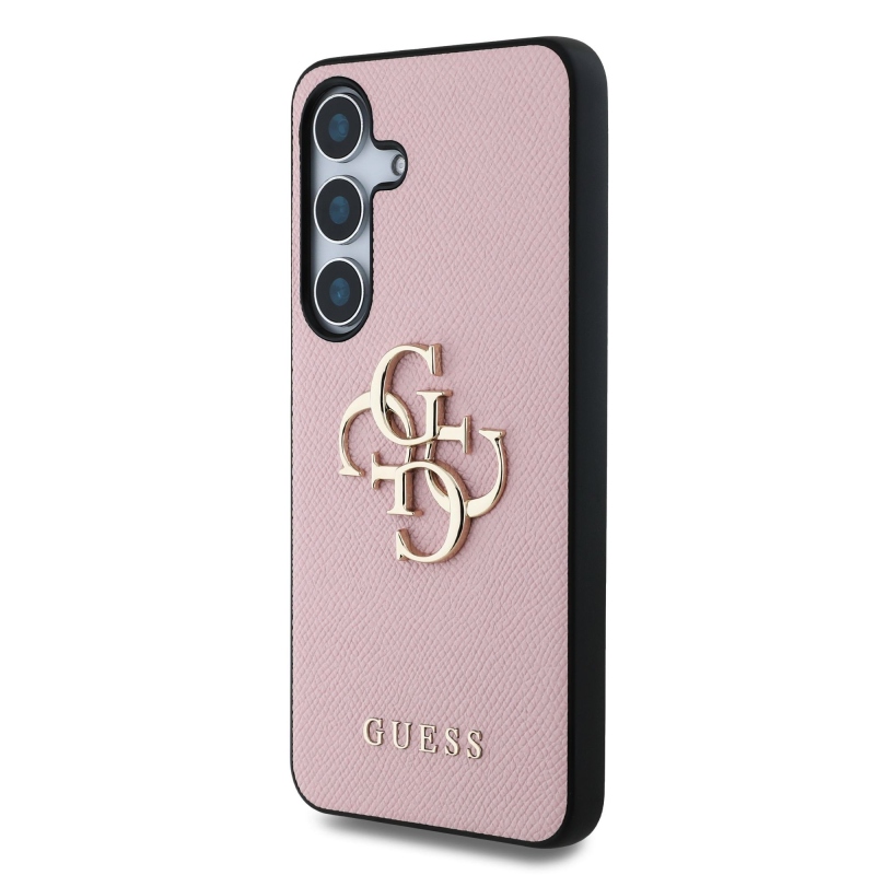 Guess PU Grained 4G Metal Logo Zadný Kryt pre Samsung Galaxy S25+ Pink