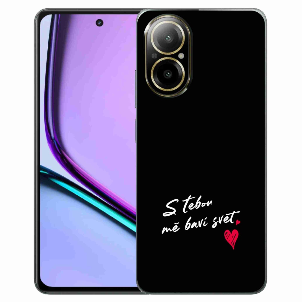 Gélový kryt mmCase na Realme C67 - zamilovaný text 1 čierne pozadie
