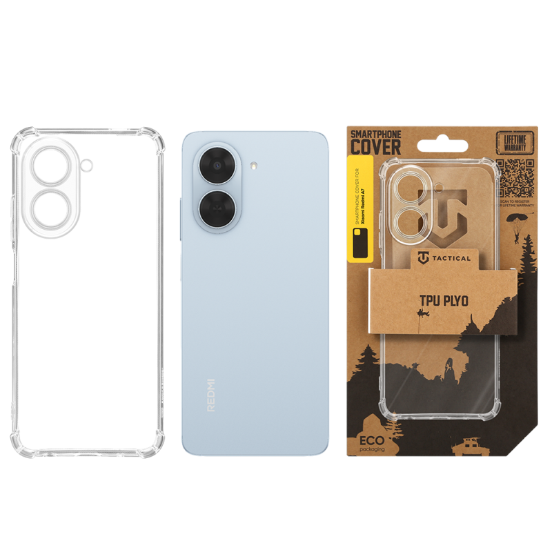 Taktický TPU kryt Plyo pre Xiaomi Redmi A7 – priehľadný