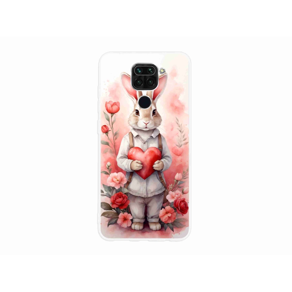 Gelový kryt mmCase na Xiaomi Redmi Note 9 - zajíc se srdíčkem