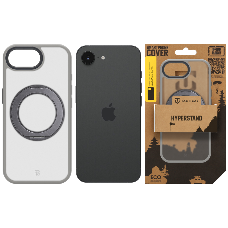 Tactical MagForce Hyperstand – puzdro pre Apple iPhone 16e/17e, svetlošedé