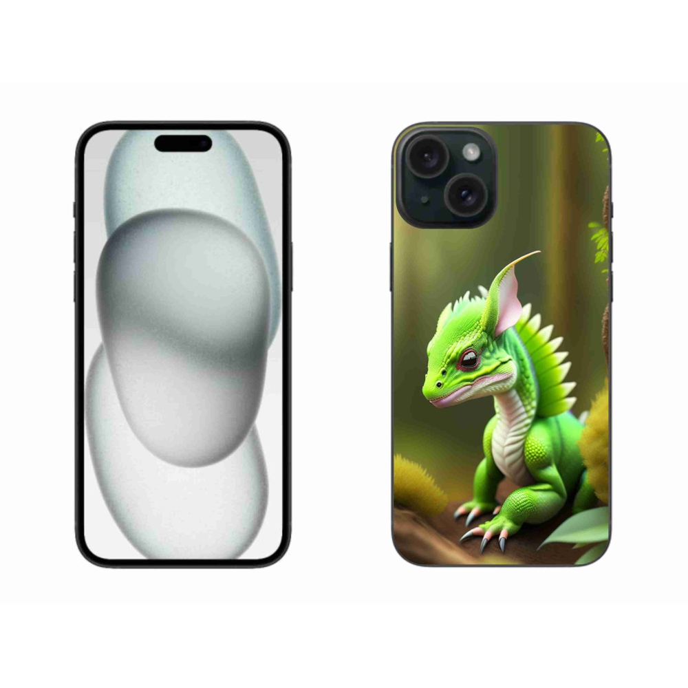 Gélový kryt mmCase na iPhone 15 Plus - zelený dráčik