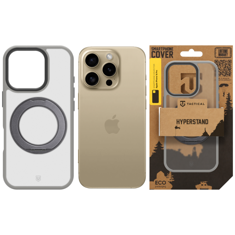 Tactical MagForce Hyperstand – puzdro pre Apple iPhone 16 Pro, svetlošedé