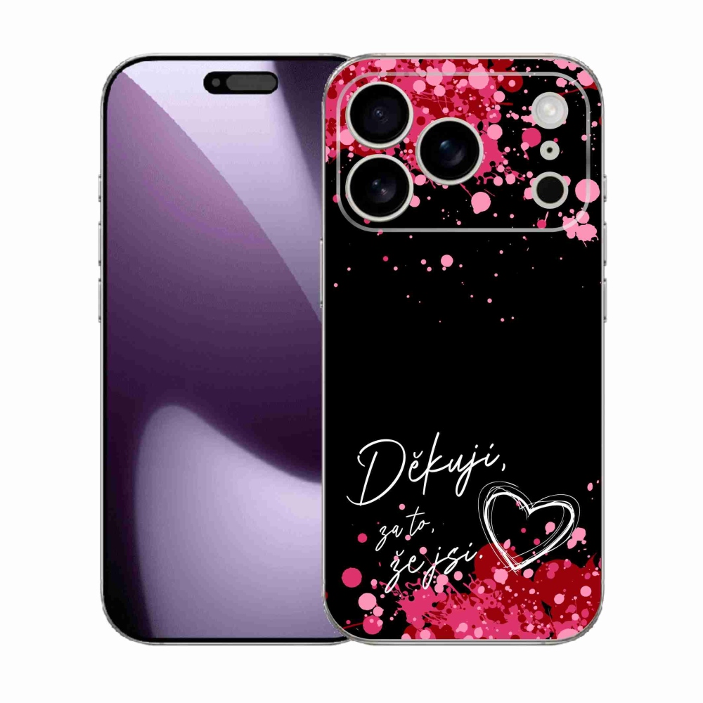 Gélový kryt mmCase na iPhone 17 Pro - zamilovaný text 2 čierne pozadie