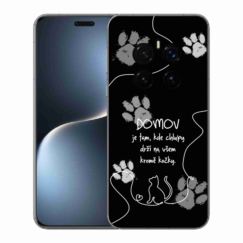 Gélový kryt mmCase na Honor Magic 7 Pro 5G - mačacie motív čierne pozadie