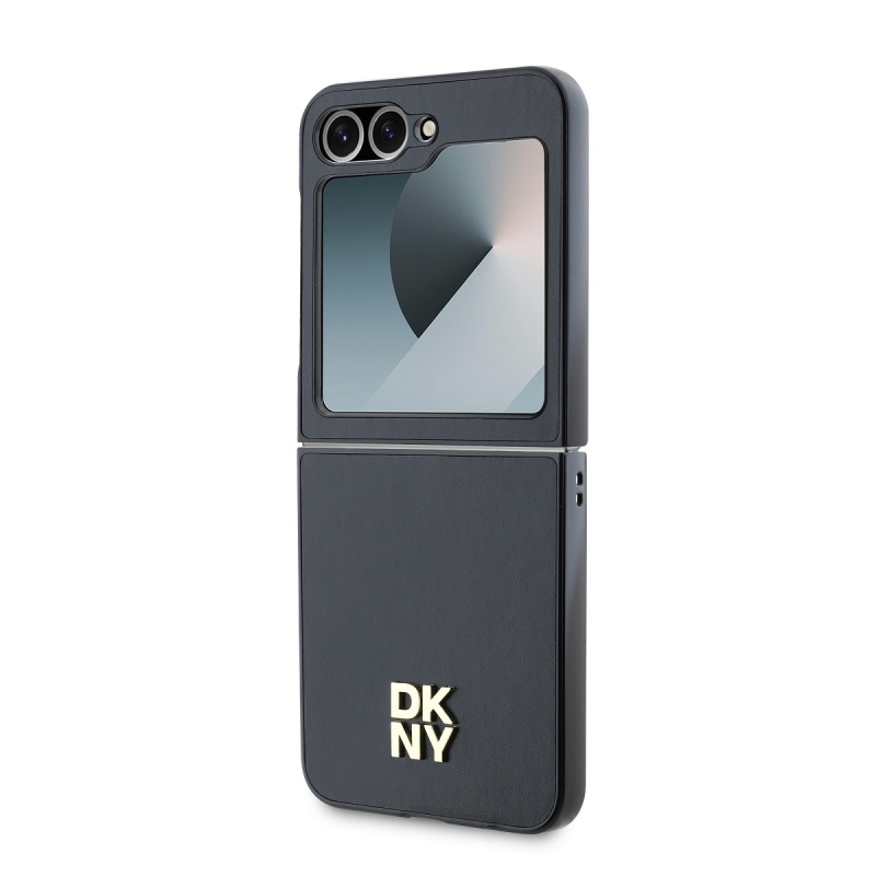 DKNY PU Leather Stack Logo Zadný Kryt pre Samsung Galaxy Z Flip 6 Black
