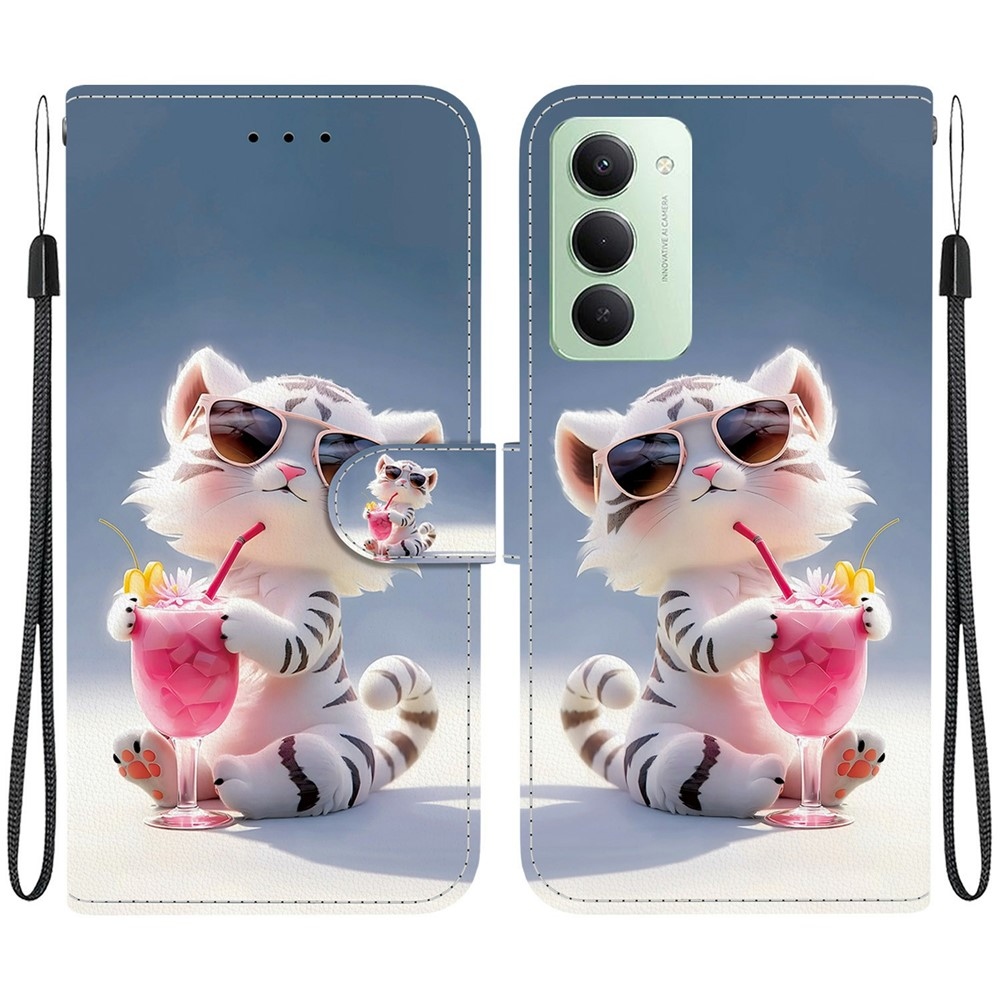 Versatile knižkové púzdro na Xiaomi Redmi 15 4G (171mm) - biely tigrík