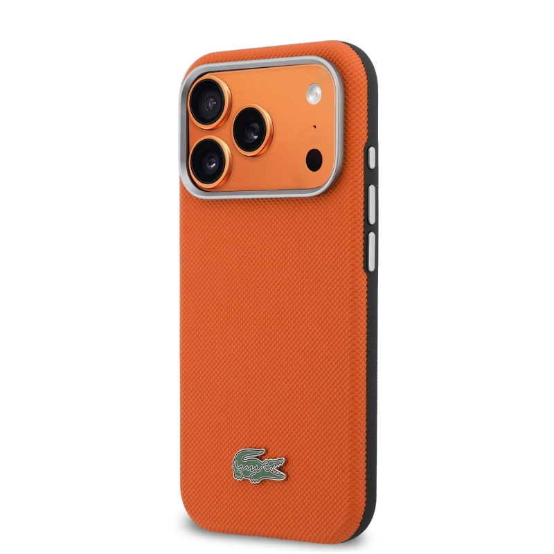 Lacoste PVC Petit Pique Semi Wrap MagSafe kryt pre iPhone 17 Pro Orange
