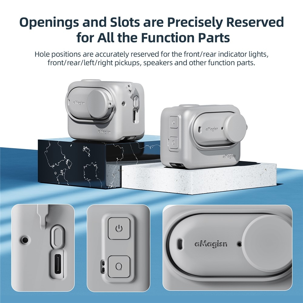 Silikónový ochranný obal AMAGISN s pútkom pre Insta360 GO 3 - šedé