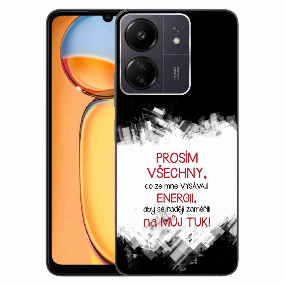 Gélový kryt mmCase na Xiaomi Poco C65/Redmi 13C - vtipný text 1 červený