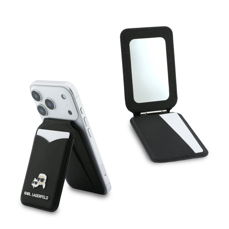 Karl Lagerfeld Mirror MagSafe Cardslot peňaženka so stojanom čierna