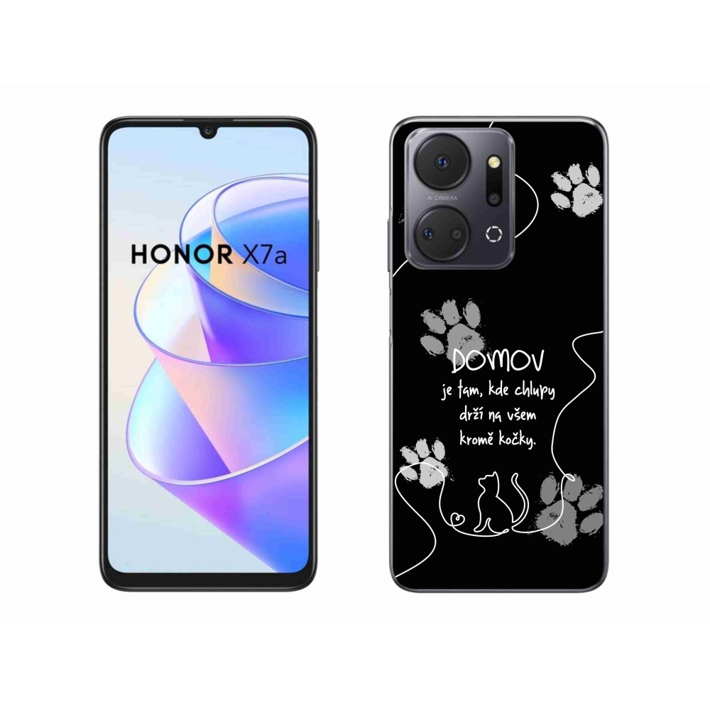 Gélový kryt mmCase na Honor X7a - mačacie motív čierne pozadie