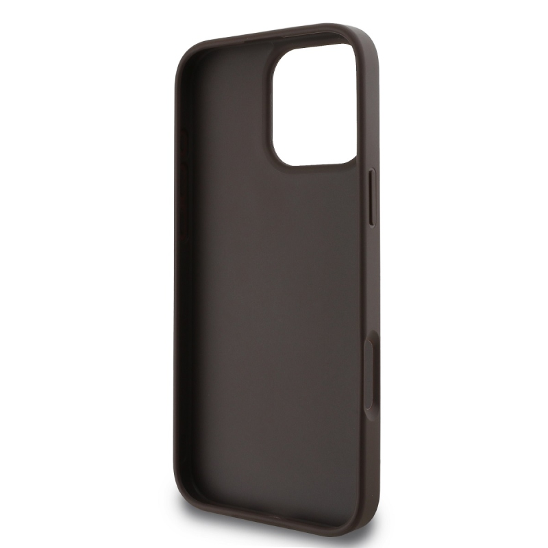 Guess PU 4G Metal Logo Zadný Kryt pre iPhone 16 Pro Max Brown