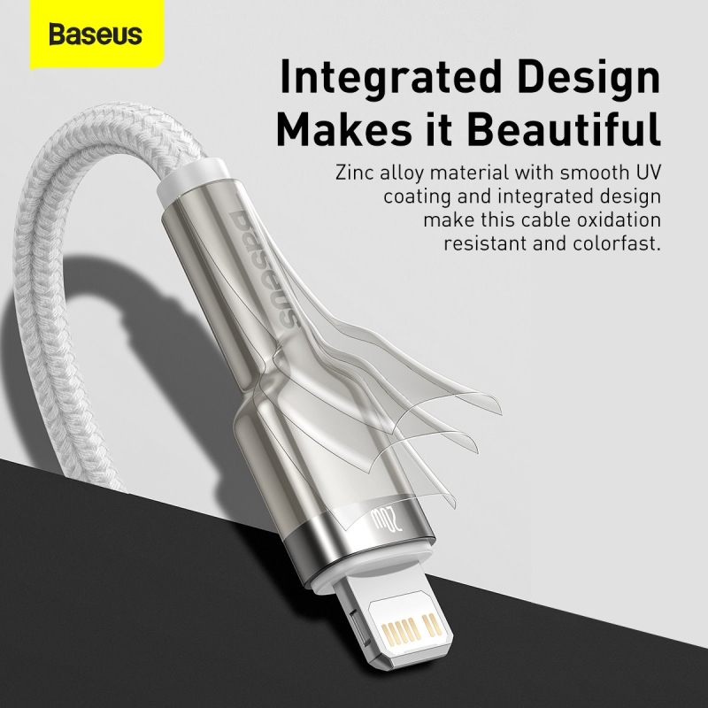 Baseus Cafule Metal Series Dátový Kábel USB-C - Lighting 20W 2m White
