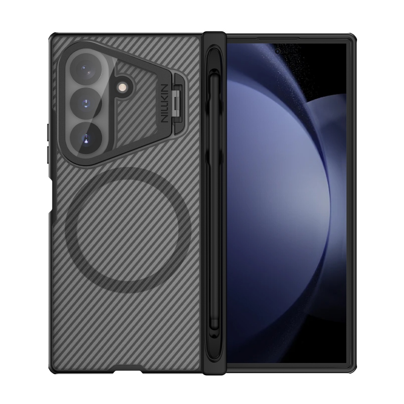 Nillkin CamShield Prop Magnetic Pen Slot (Transp. Lens) Zadný kryt pre Samsung Galaxy Z Fold 8 Ultra, priehľadný, čierny
