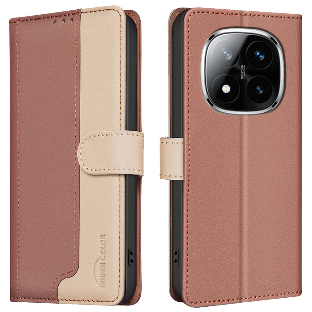 BNF DUO knižkové púzdro na Xiaomi Redmi Note 14 Pro - hnedé
