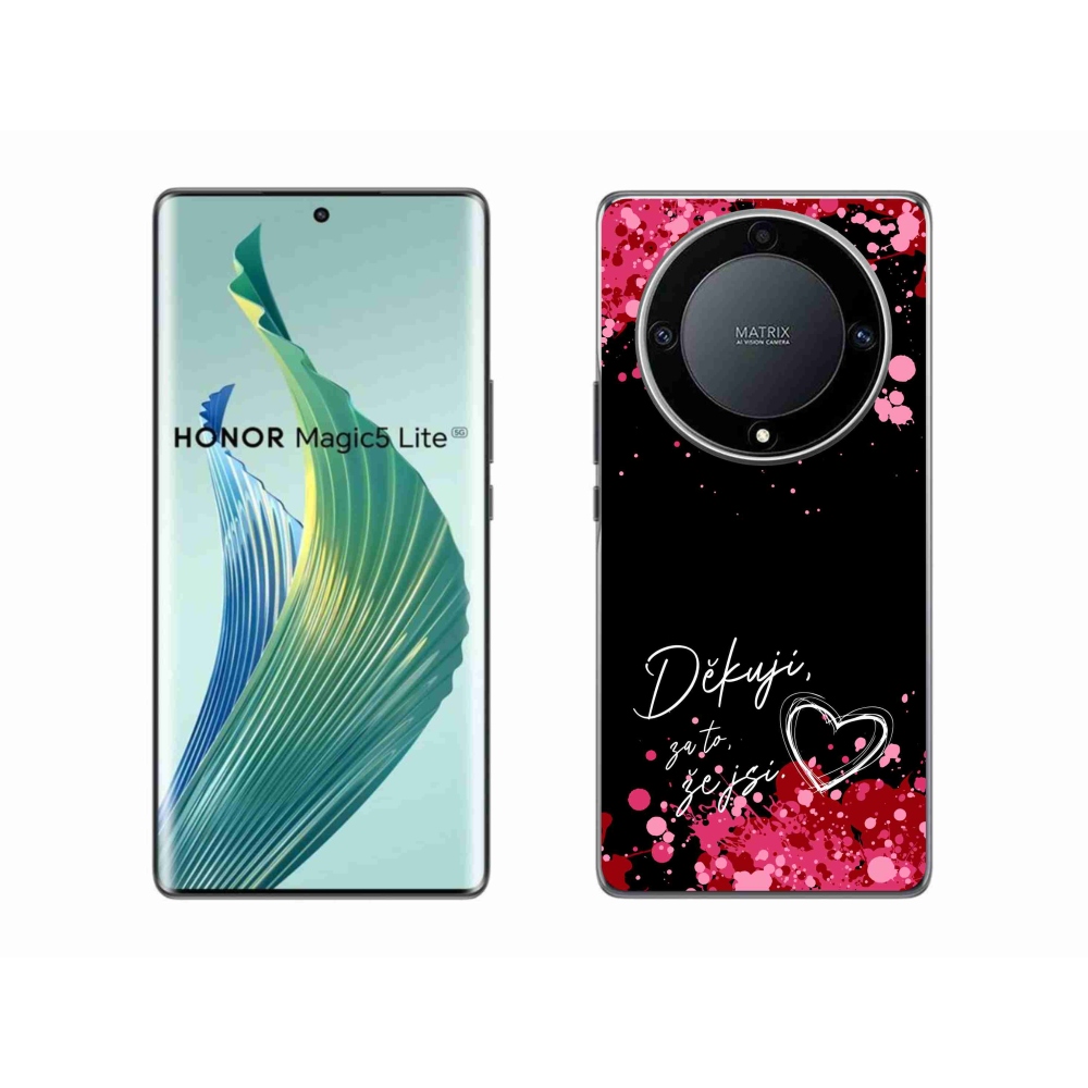 Gélový kryt mmCase na Honor Magic 5 Lite 5G - zamilovaný text 2 čierne pozadie