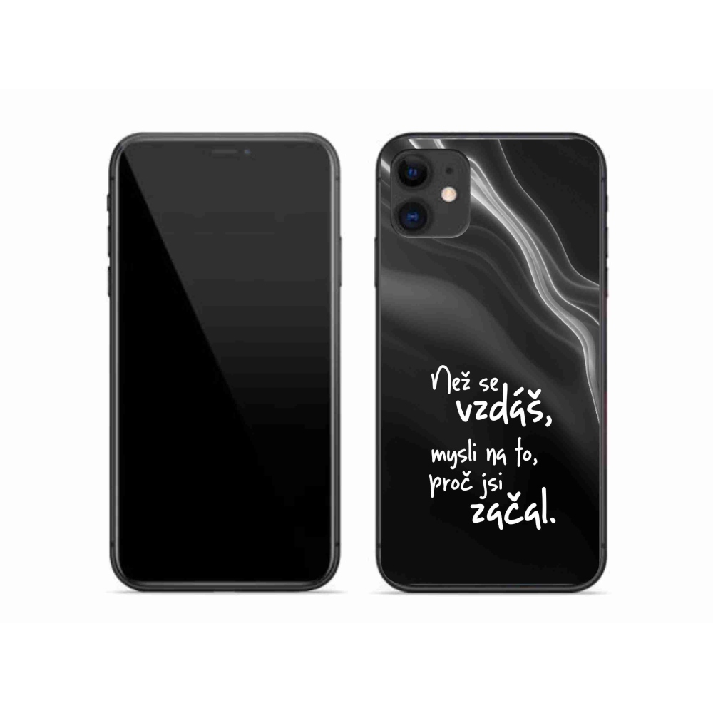 Gélový kryt mmCase na iPhone 11 - citát 2 čierne pozadie