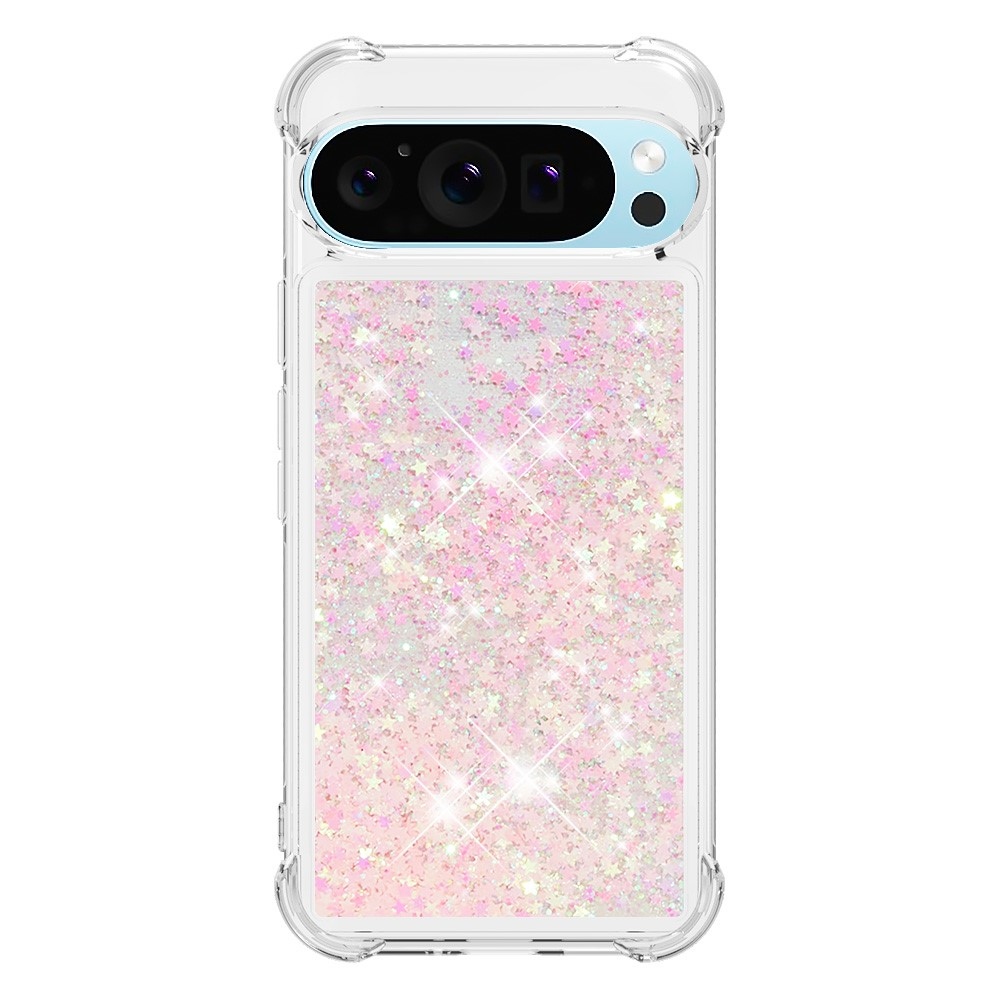Glitter presýpací gélový obal na Google Pixel 10 Pro/Pixel 10 - ružový/hviezdičky