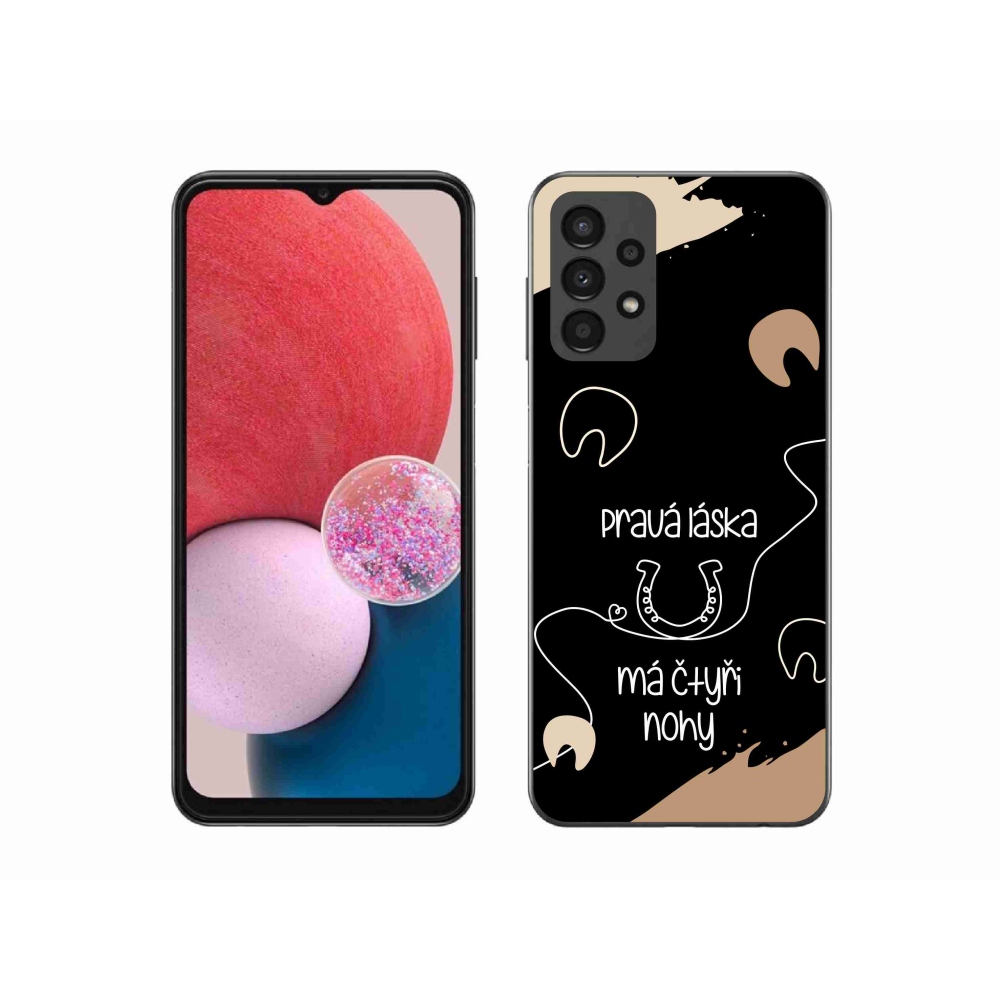 Gélový kryt mmCase na Samsung Galaxy A13 4G - konský motív čierne pozadie
