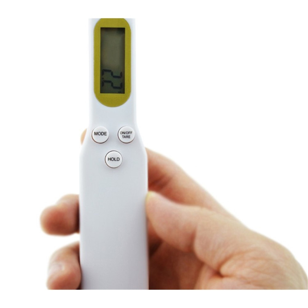 Odmerná elektronická lyžica s displejom na váženie do 500 g - biela