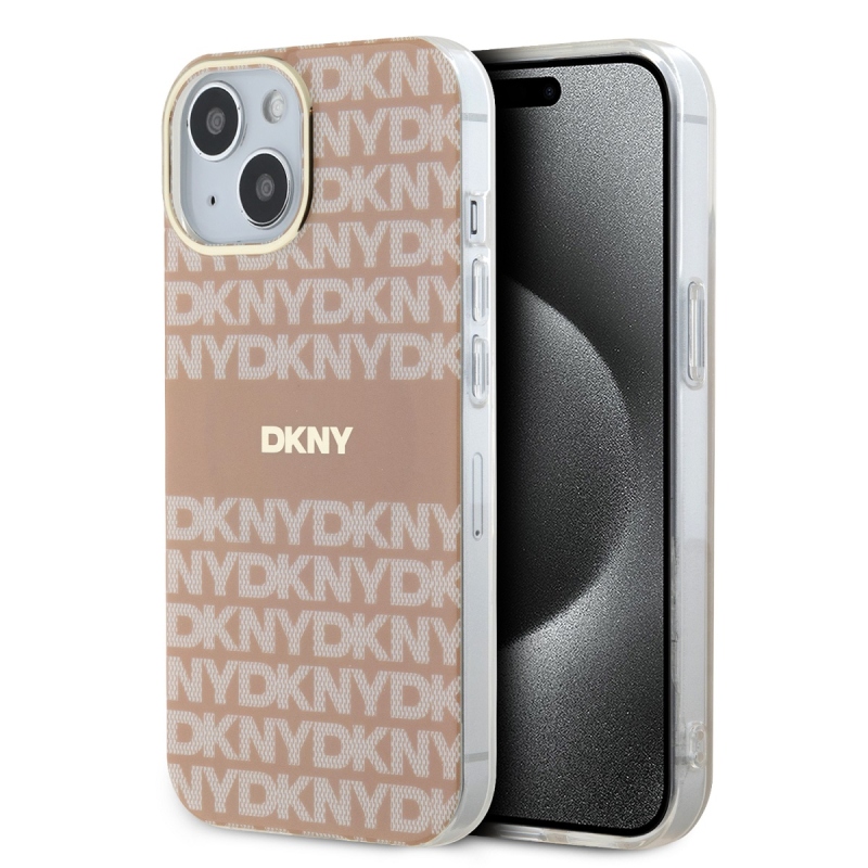 DKNY PC/TPU Repeat Pattern Tonal Stripe Magsafe Zadný Kryt pre iPhone 14 Pink