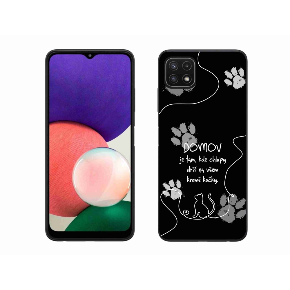 Gélový kryt mmCase na Samsung Galaxy A22 5G - mačacie motív čierne pozadie