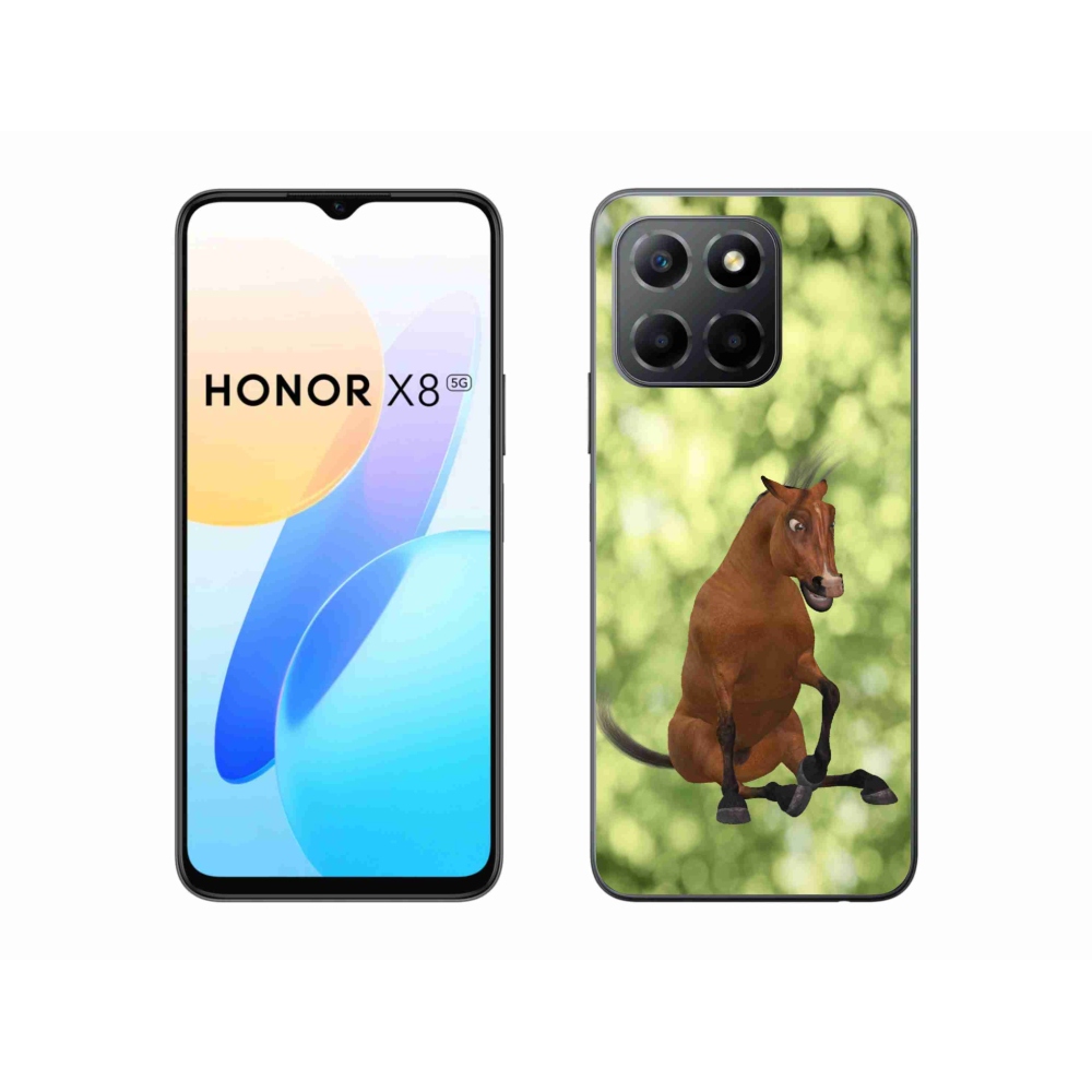 Gélový kryt mmCase na Honor X8 5G - hnedý kreslený kôň 1