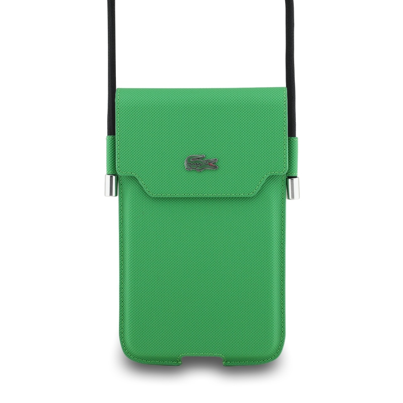 Lacoste PVC Iconic Petit Pique Metal Logo Vrecko na Telefón XL Green
