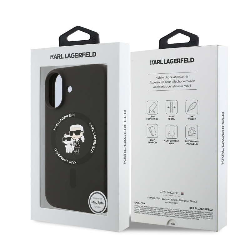 Karl Lagerfeld Liquid Silicone Karl and Choupette MagSafe zadný kryt pre iPhone 17 Black