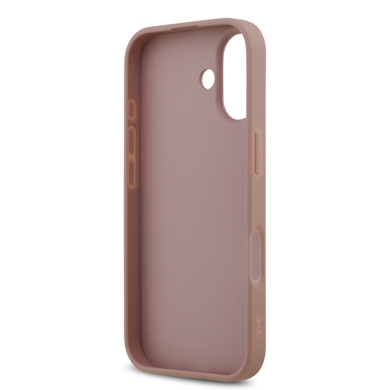 Guess PU pevný zadný kryt s kovovým logom 4G s trblietkami pre iPhone 17 Pink