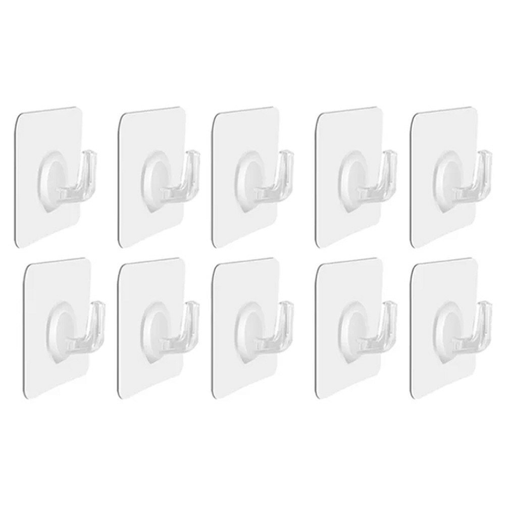Samolepiace akrylové háčiky na stenu 10 ks transparentné