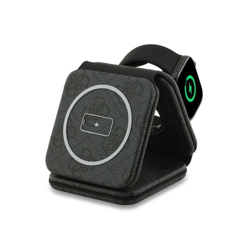 Bezdrôtová nabíjačka Guess PU 4G MagSafe 3v1 čierna