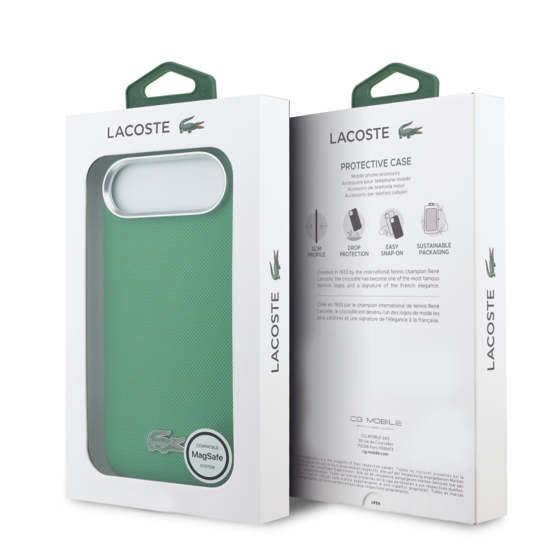 Lacoste Iconic Petit Pique Metal Logo MagSafe zadný kryt pre iPhone Air Green