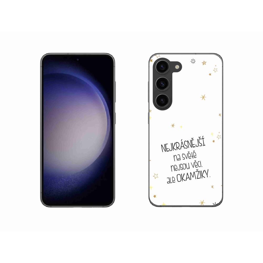 Gélový kryt mmCase na Samsung Galaxy S23 5G - citát 4 biele pozadie