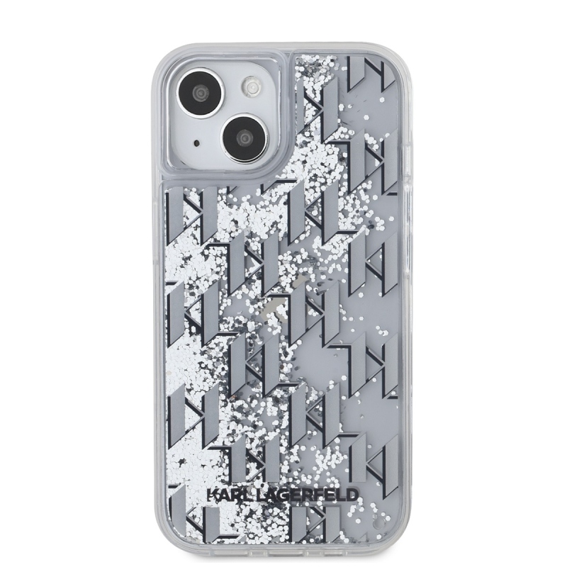 Karl Lagerfeld Liquid Glitter Monogram Gradient Zadný Kryt pre iPhone 14 White