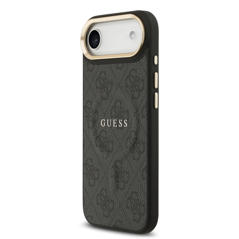 Guess PU kožený zadný kryt 4G Gold Frame MagSafe pre iPhone Air Black